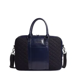 Gauge Machine Unisex Textured Laptop Bag with Quilted Detail-13
