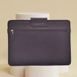 OLIVE MIST Unisex Brown Textured Leather Laptop Sleeve-image-36