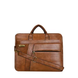 LOREM Unisex Tan & Black Textured Laptop Bag-53
