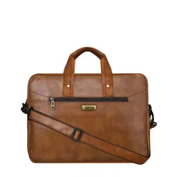 LOREM Unisex Tan & Black Textured Laptop Bag-20