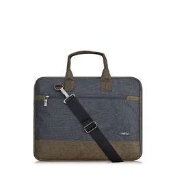 LOREM Unisex Blue & Brown Textured Laptop Bag-20