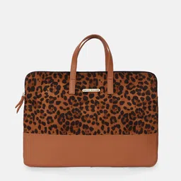 Bagsy Malone Unisex Brown & Black Printed Laptop Bag-image-3