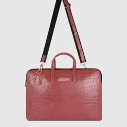 Bagsy Malone Unisex Red Textured PU Laptop Bag-image-4