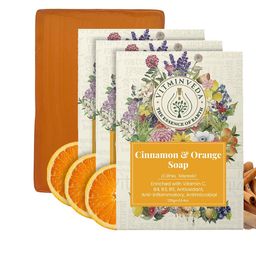 VITMINVEDA Set Of 3 Natural Cinnamon & Orange Herbal Soap Bar - 125g Each-15