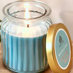 Home Centre Blue Refresh Blueberry Scented Ribbed Jar Candle-0