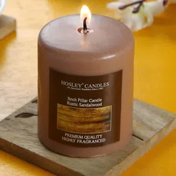 HOSLEY Brown Rustic Sandalwood Highly Fragranced Pillar Candle-image-72