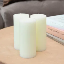 Aromatic Fables Off-White 3 Pieces Vanilla Fragrance Rustic Pillar Candles-1