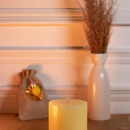 Dhrohar Arabian Mystique Yellow Coffee Ivory Scented Pillar Candle-44