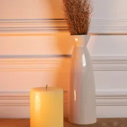 Dhrohar Yellow Scented Arabian Mystique Coffee Ivory Pillar Candle-4