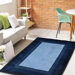 Saral Home Blue Textured Cotton Rectangular Carpet-52