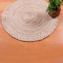 HANDICRAFT PALACE Brown & Grey Braided Circular Jute Cotton Doormat-4