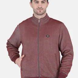 Monte Carlo Men Maroon Self Design Bomber Jacket-84
