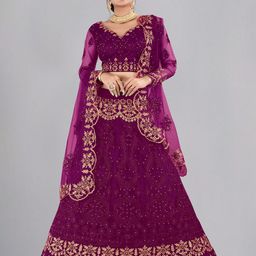 KALINI Ethnic Motif Embroidered Ready to Wear Lehenga & Unstitched Blouse With Dupatta-picture-11