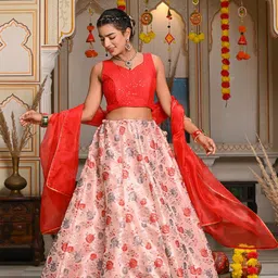 Indi INSIDE Printed Ready to Wear Lehenga & Unstitched Blouse With Dupatta-picture-38