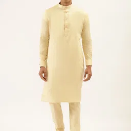 Manyavar Men Beige Solid Kurta with Pyjamas-34