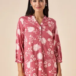 AKKRITI BY PANTALOONS Floral Printed Mandarin Collar Top-picture-27