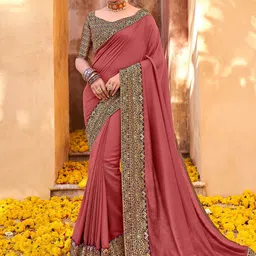 Saree mall Zari Mauve & Purple Silk Blend Sarees-picture-43