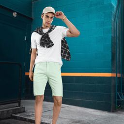 HIGHLANDER Men Green Solid Slim Fit Regular Shorts-image-46