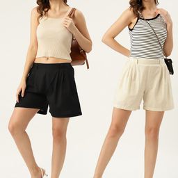 Molcha Women Pack of 2 Regular Shorts-image-3