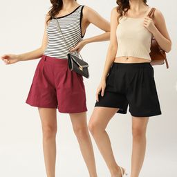 Molcha Women Pack of 2 Regular Shorts-image-11