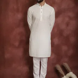 SOJANYA Ethnic Motifs Embroidered Thread Work Pure Cotton Kurta with Churidar-picture-52