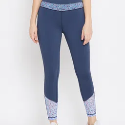 JUMP USA Women Teal Blue Solid Active Wear Dry-Fit Tights-picture-56
