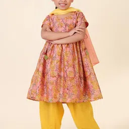 Fabindia Girls Ethnic Motifs Printed Regular Kurta with Salwar & With Dupatta-image-32
