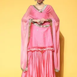 Varanga Women Ethnic Motifs Embroidered Sleeveless Kurta with Sharara & Dupatta-image-60