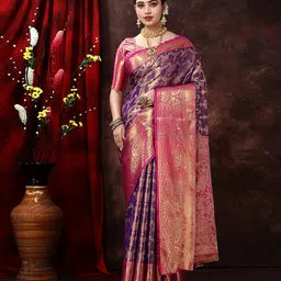 JUST FASHION Woven Design Zari Kanjeevaram Saree-53
