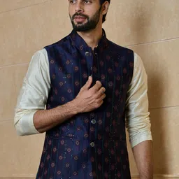 Tasva Embroidered Nehru Jacket-picture-4