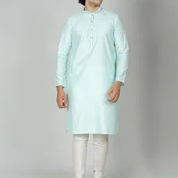 MAAHI FABS Embroidered Mandarin Collar Silk Straight Kurta-image-11