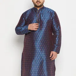 VASTRAMAY Men Plus Size Geometric Woven design Mandarin Collar  Jacquard Kurta-13