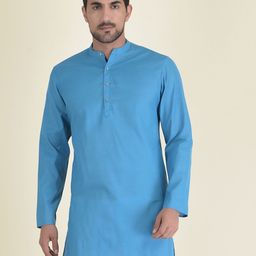 DEYANN Men Blue Thread Work Jacquard Kurta-picture-37
