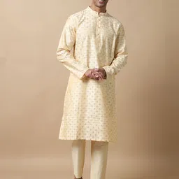 FILORI Ethnic Motifs Mandarin Collar Jacquard Straight Kurta-picture-17