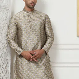 Anouk Men Printed Thread Work Floral Jacquard Kurta-14