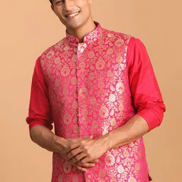 SHRESTHA BY VASTRAMAY Men Woven Design Slim-Fit Nehru Jacket-picture-23