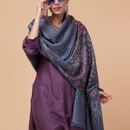 Tweedle Women Ethnic Motifs Woven-Design Woollen Shawl-image-34