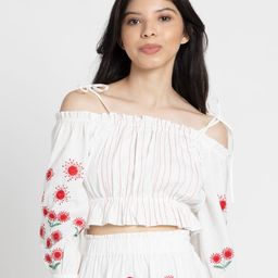 SHAYE Striped Off-Shoulder Cotton Bardot Top-image-45