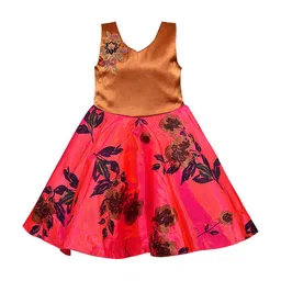 Wish Karo Girls Navy Blue Printed Fit and Flare Dress-image-46