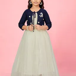 BAESD Girls Round Neck Net Maxi Dress With Shrug-picture-31