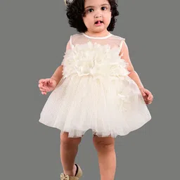 BAESD Girls Floral Self Design Net Fit & Flare Party Dress-picture-12