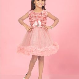 Aarika Girls Floral Self Design Ruffles Applique Fit & Flare Dress-picture-24