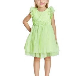 Peppermint Girls Embellished Flutter Sleeve Gathered Fit & Flare Dress-image-91