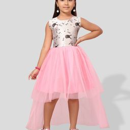 BAESD Girls Printed Net High-Low Hem Fit & Flare Tulle Dress-picture-10