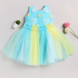 Toonyport Girls Colourblocked Sleeveless Floral Applique Net Fit & Flare Dress-image-53