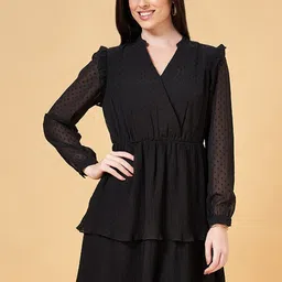 Honey by Pantaloons Mandarin Collar Fit & Flare Dress-picture-39