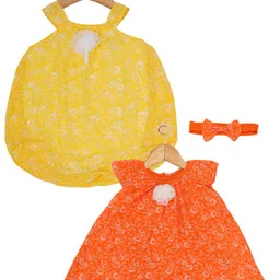 Creative Kids Infants Girls Pack Of 2 Floral Printed Cap Sleeves A-Line Dresses-picture-33