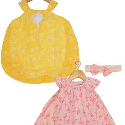 Creative Kids Infants Pack Of 2 Conversational Printed A-Line Dress With Attached Bodysuit-picture-17