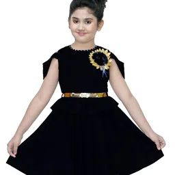 BAESD Girls Cold-Shoulder Sleeves Applique Fit & Flare Dress With Belt-image-27