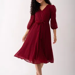 AASK Self Design Crepe Fit & Flare Dress-picture-34